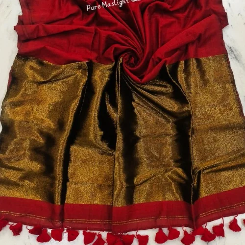 Pure Maslight Cotton Fabric Sarees